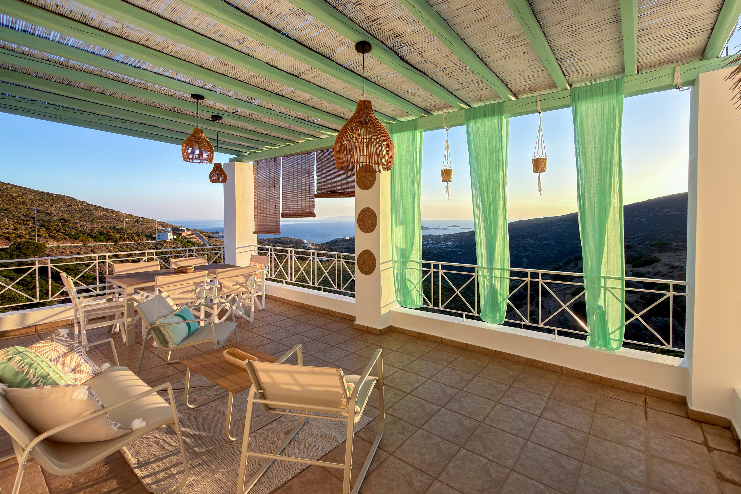 105 Anatolika Residence terrace with panoramic Aegean view, Batsi, Andros